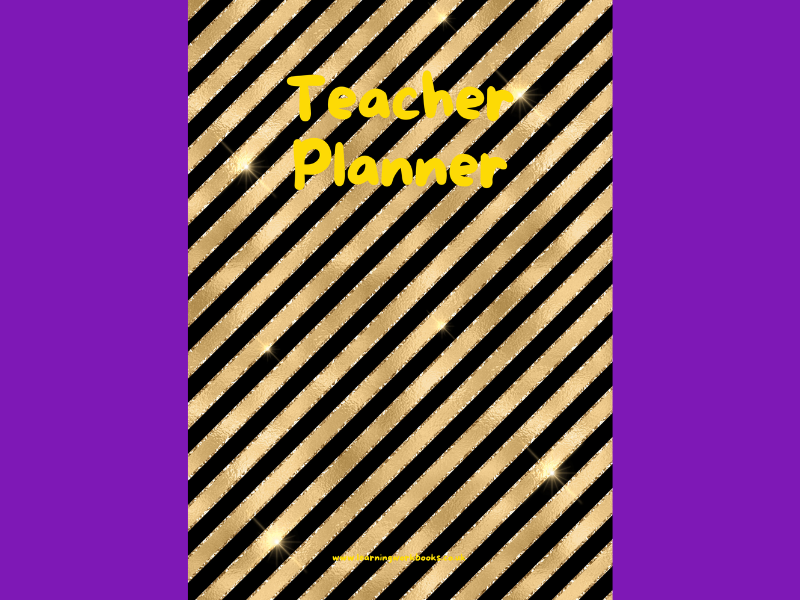 Honey Gold and Black Striped Teacher Planner