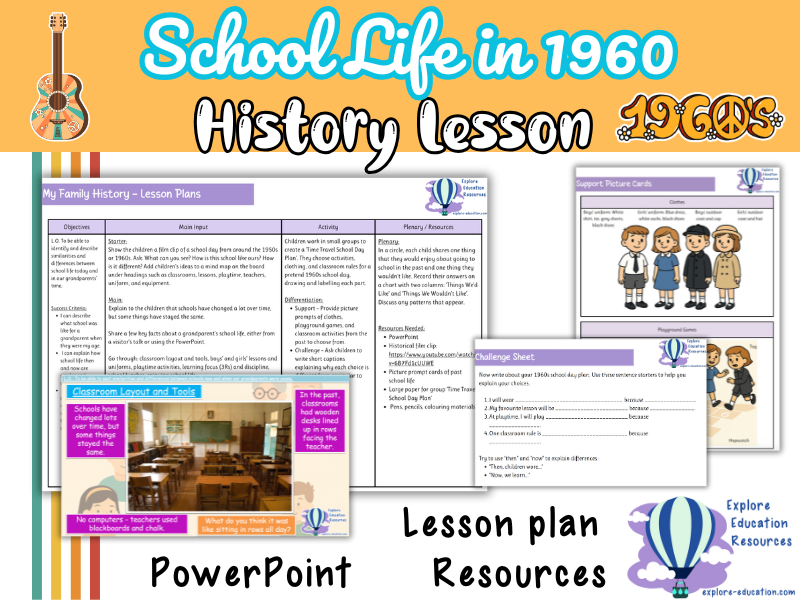 School Life Now and Then - 1960s - KS1 History Lesson