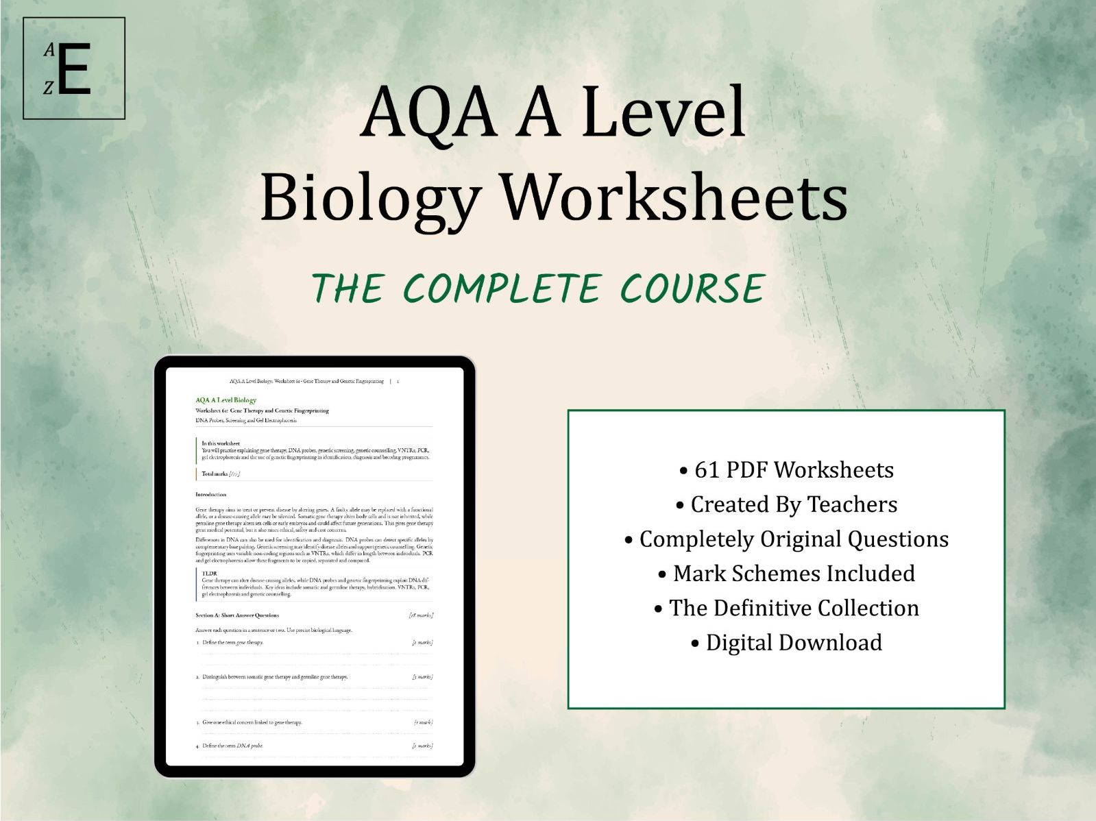 AQA A Level Biology Worksheets - The Complete Course