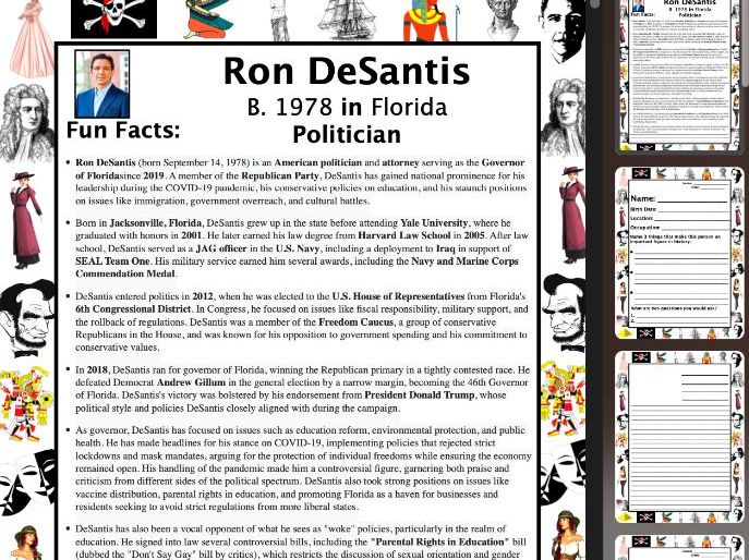 Ron DeSantis PACKET & ACTIVITIES, Important Historical Figures Series
