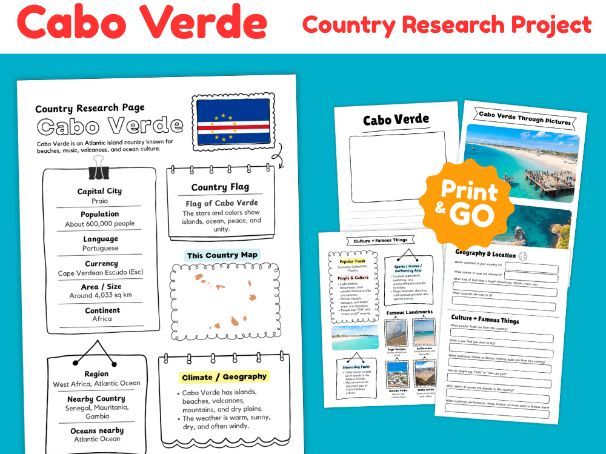 Cabo Verde Country Research Project | Geography & Culture Worksheets