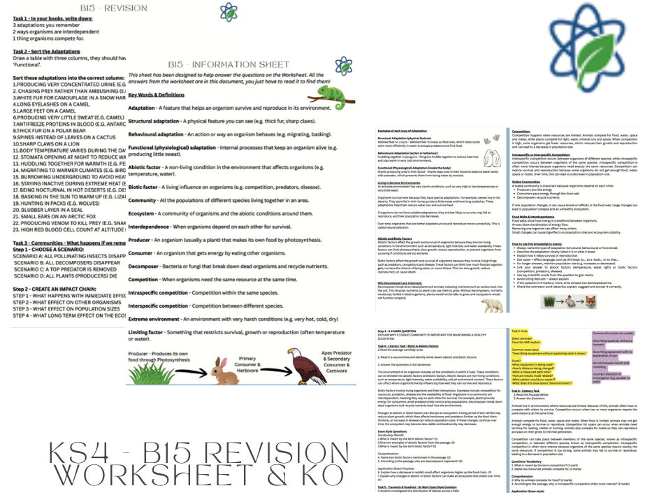 Paper 2 Revision/B15 Bundle/Worksheet/Unit/Knowledge Organiser/GCSE/Biology/Combined Science/HA/LA/SEND