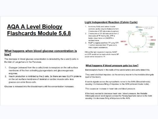 AQA A Level Biology Flashcards Module 5,6,8