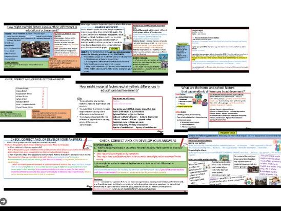 AQA GCSE Sociology: Education - Ethnic diff in achievement (material factors)