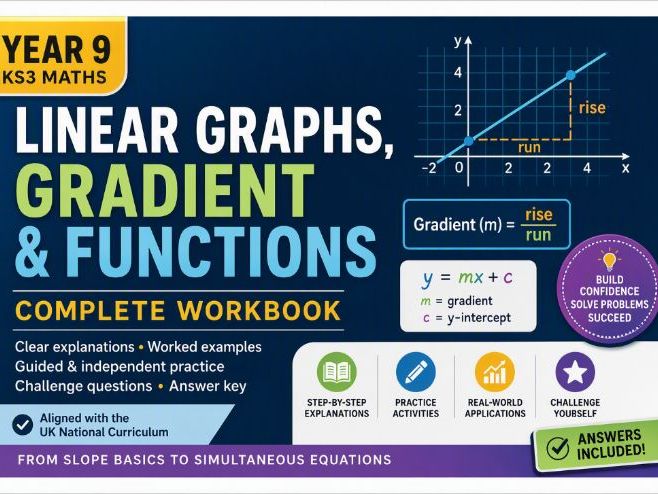 Year 9 Algebra Workbook | Linear Graphs, Functions & Simultaneous Equations