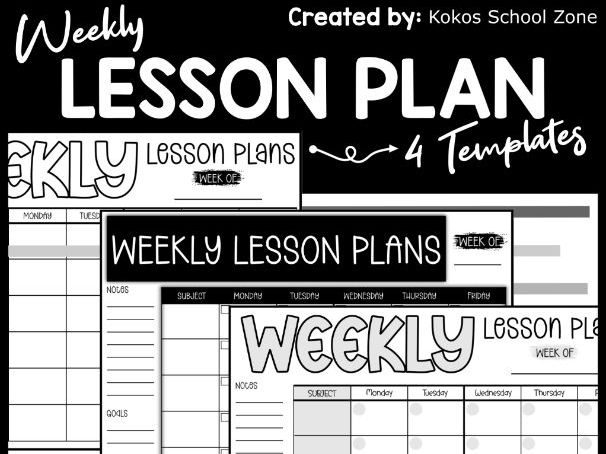 Blank Weekly Lesson Plan Templates - 4 Printable Teacher Planner ...