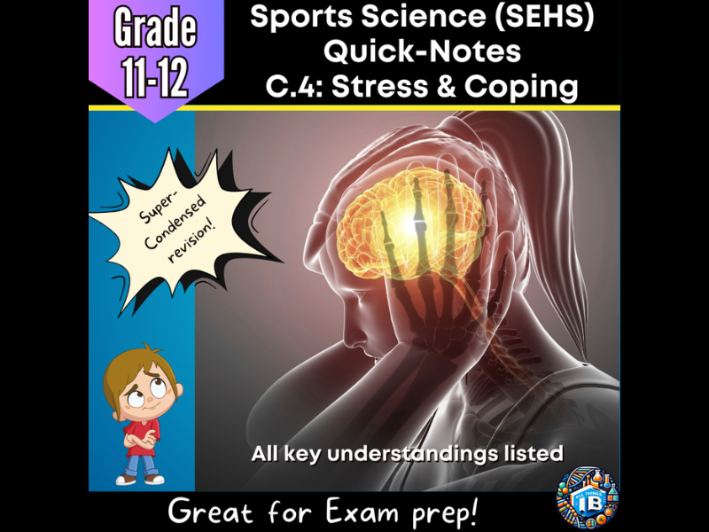 IB DP Sports Science (SEHS): C4 Stress & Coping – Condensed Topic Revision Notes (2026)