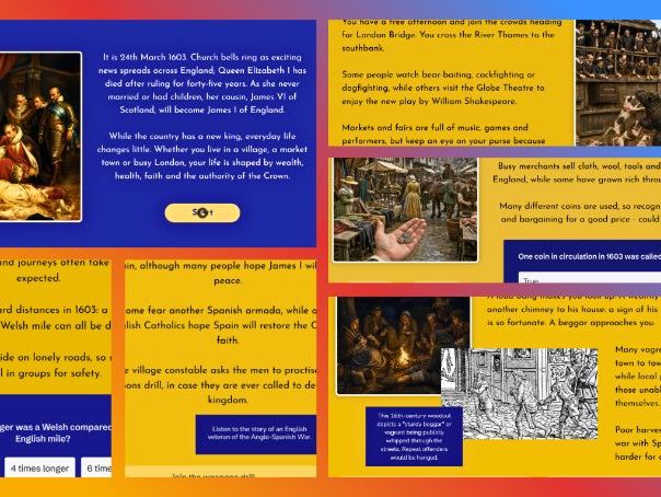 KS3/Common Entrance Making of the UK - Elizabethan England: Interactive Decision Making Activity