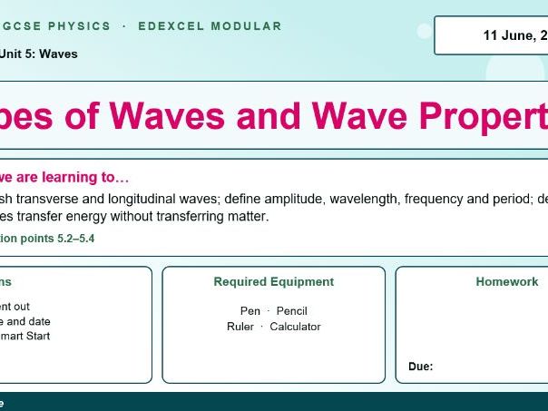 IGCSE Physics: Types of Waves & Wave Properties | Edexcel Modular | Unit 5 | L1