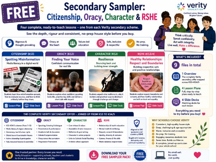 FREE Secondary Sampler: Citizenship, Oracy, Character & RSHE