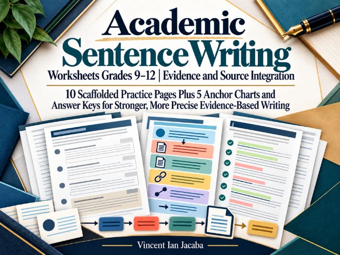 Academic Sentence Writing Worksheets | Evidence & Source Integration | KS4–KS5