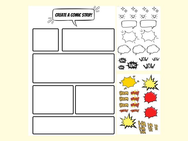Comic strip template | KS1/2 English Creative Writing & Storyboard Resource