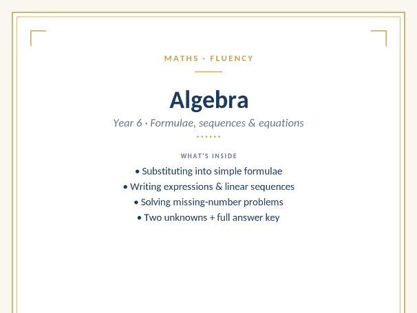 Algebra - Simple Formulae and Sequences