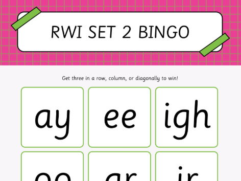 Phonics Bingo Cards Set 2 Sounds