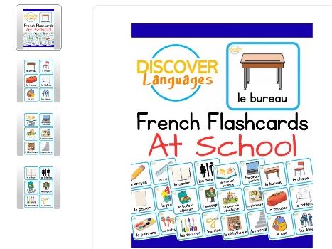 French Classroom Vocabulary Flashcards Back to School Words Printable PDF