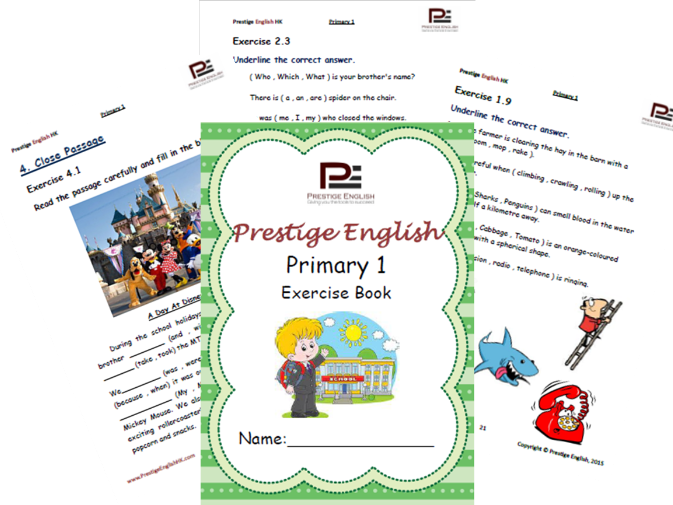 English Exercise Book – Primary 1 (ages 6+) (Vocabulary, Grammar, Comprehension)
