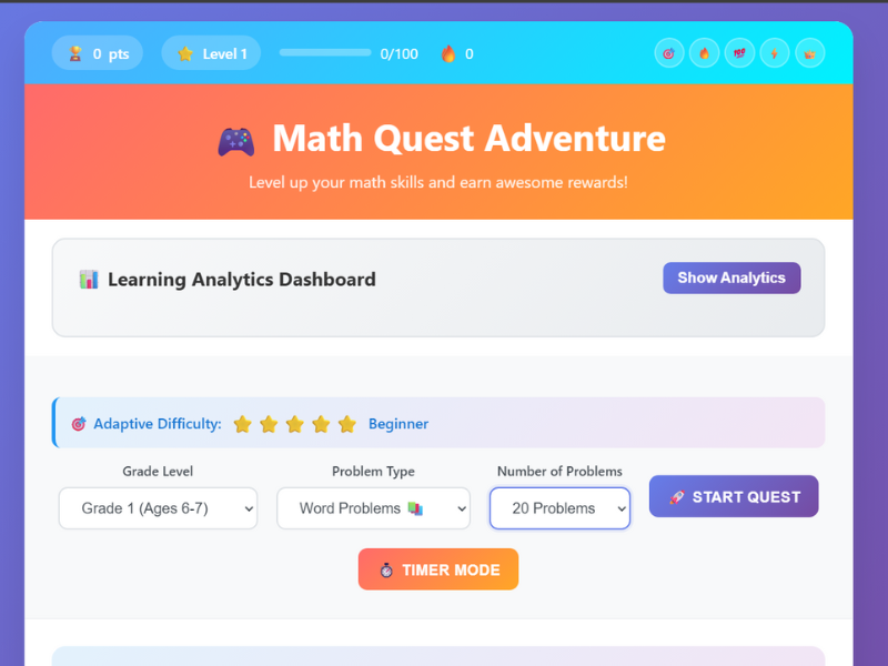 Math Fun Worksheet - Complete Educational Platform