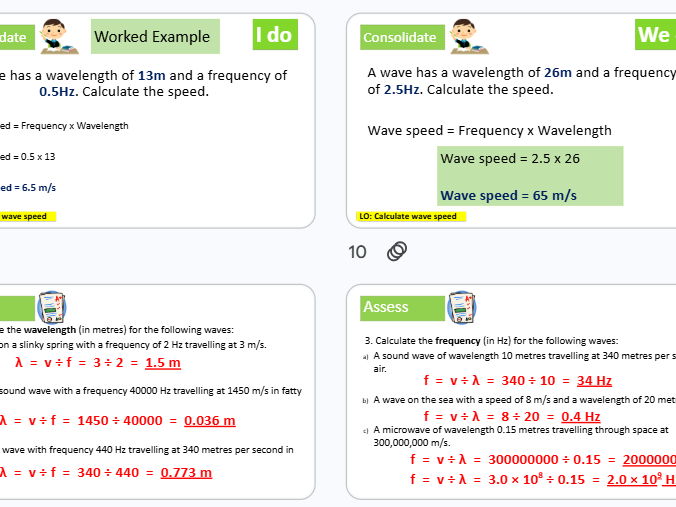 Calculating wave speed GCSE Combined science AQA