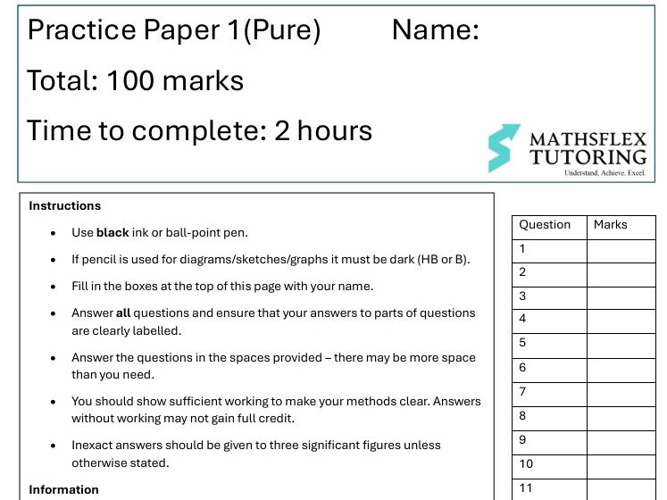 AS level Pure Practice Paper/Solutions