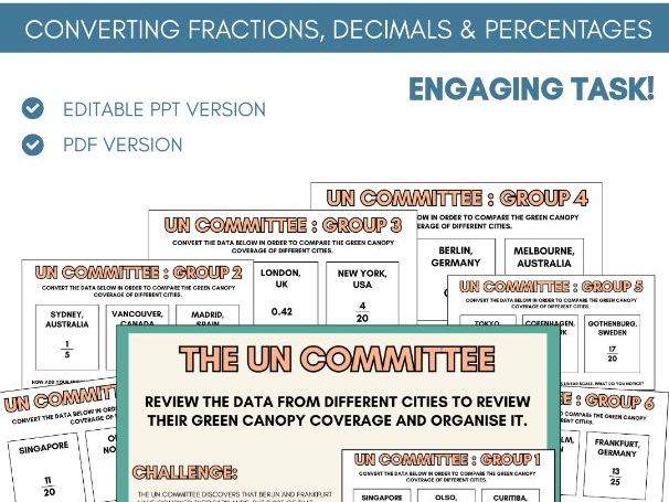 Comparing & Converting FDP | Worksheet Task | Fractions, Decimals & Percentages