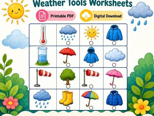 Weather Tools Station | Weather Tools Worksheets | Printable PDF | Digital Download