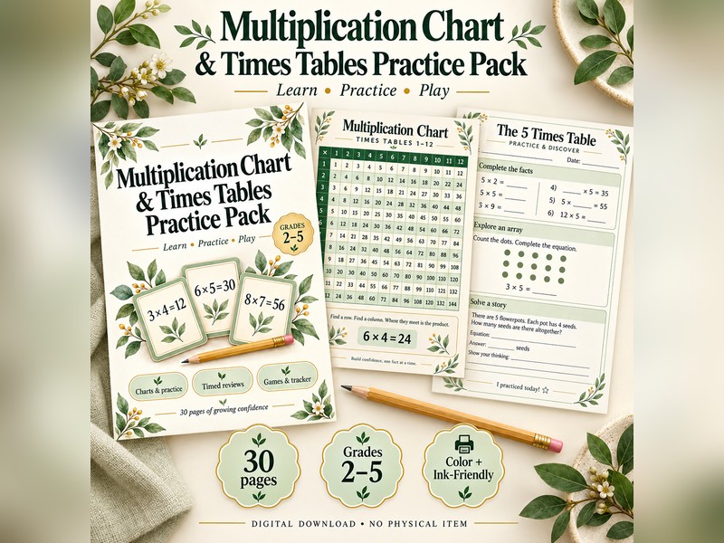 Multiplication Chart & Times Tables Pack