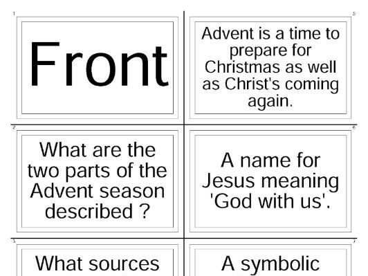 Advent Flash Cards Religion Christmas
