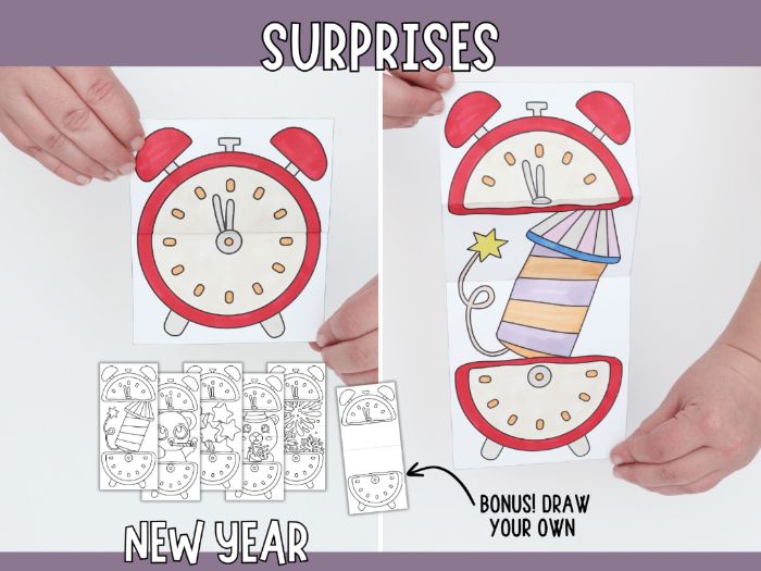 Surprise Clocks - Printable New Year Craft for Kids