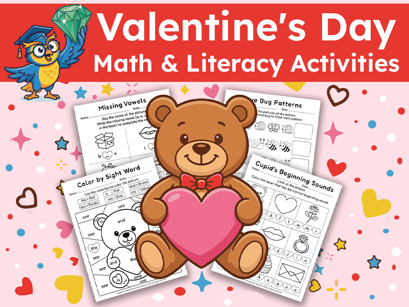 Valentine's Day Math & Literacy K-1