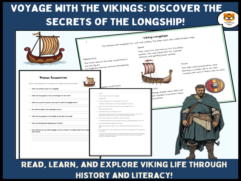 Viking Longships Comprehension Activity | Primary History & Literacy Resource
