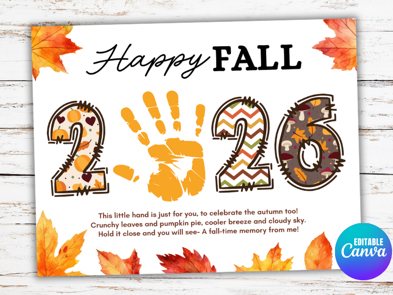 Fall Handprint Craft Poem 2026, Autumn Toddler Preschool Activity
