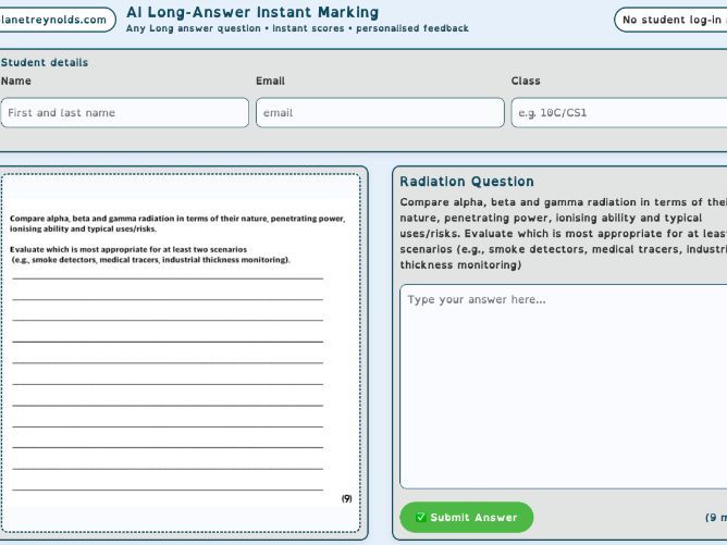 Free AI Marking Tool – Instantly Mark Any Long-Answer Question