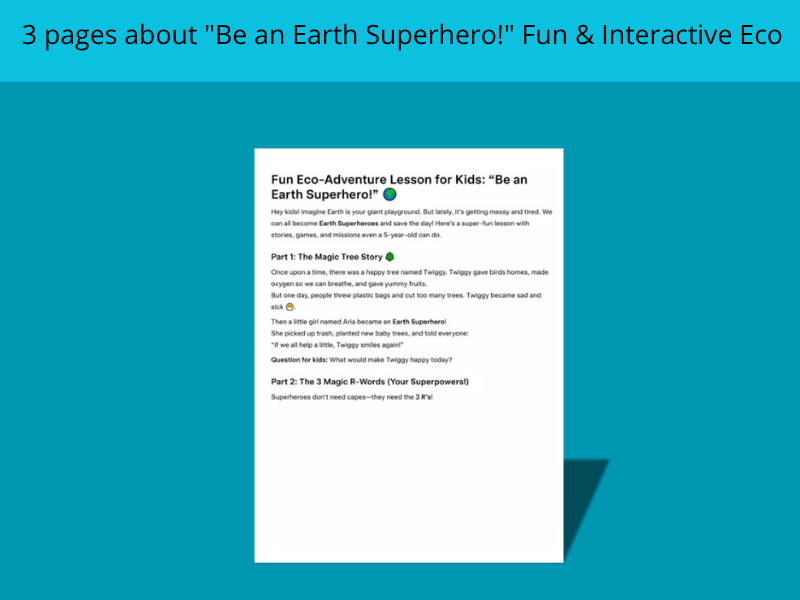 "Be an Earth Superhero!" Fun & Interactive Eco-Adventure Lesson