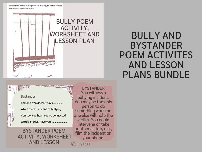 Bully and Bystander Poem Activities Bundle (UK)