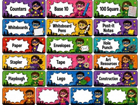 Superhero Classroom organisation bundle