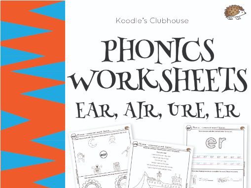 Phonics worksheets Ear,Air,Ure,Er