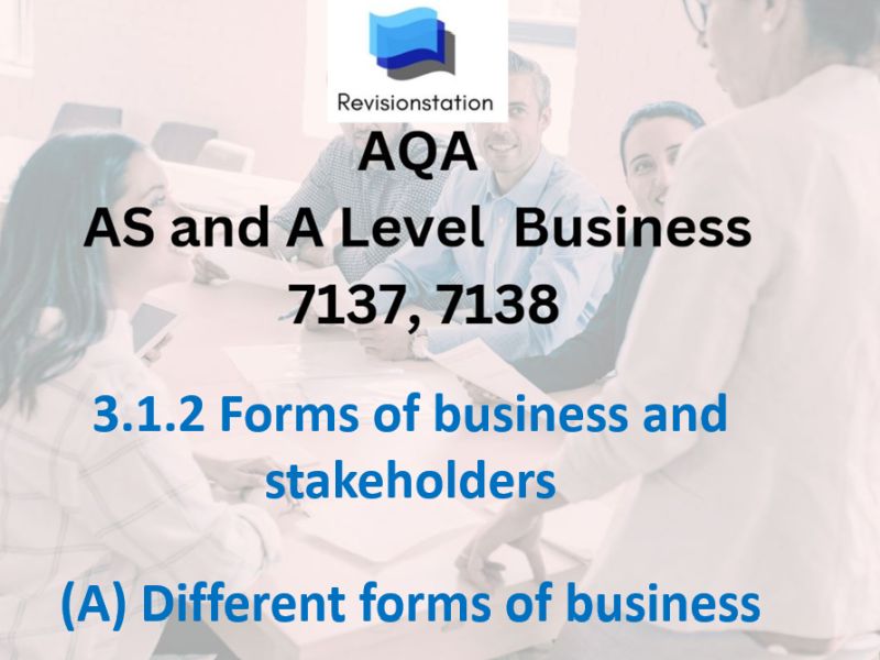 AQA A LEVEL BUSINESS 7137 / 7138 SPEC 3.1.2 A Different forms of business