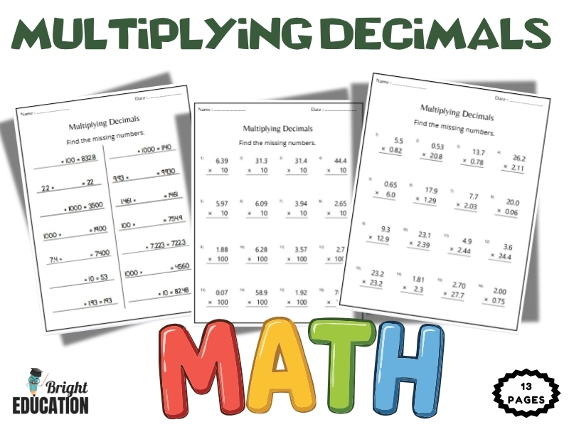 Multiplying Decimals Worksheets | Decimal Multiplication Math Practice & Review