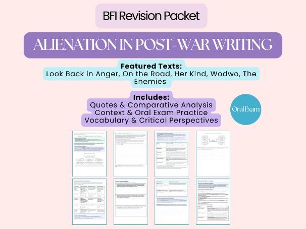 BFI Oral Exam Teacher Revision Pack – KI n°6: The Exploration of Alienation in Post-War Writing