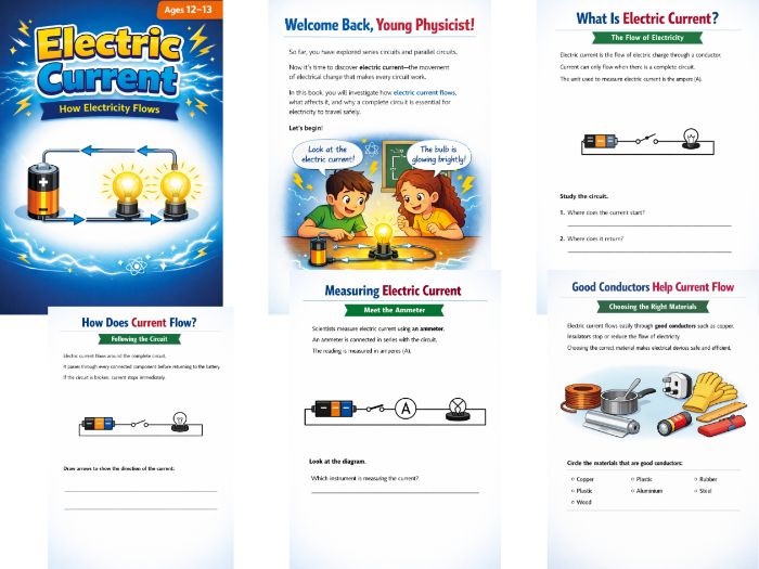Electric Current KS3 Electricity Activities, Physics Worksheets & Printable PDF