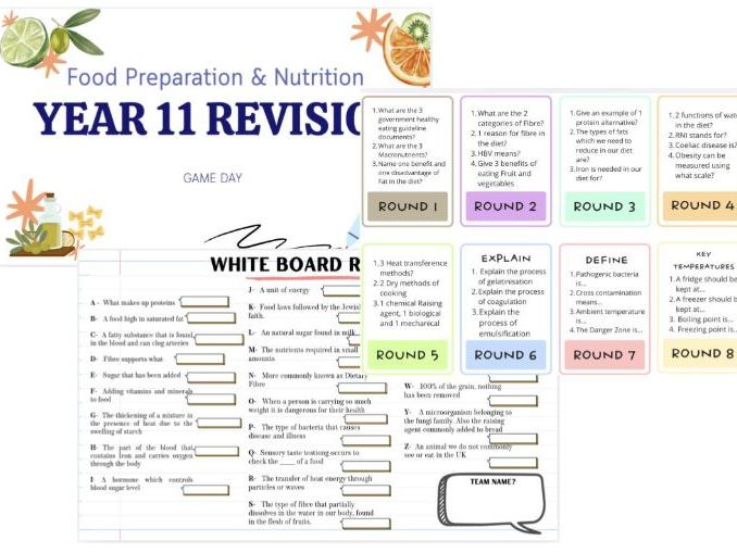GCSE Food Preparation & Nutrition Revision Game