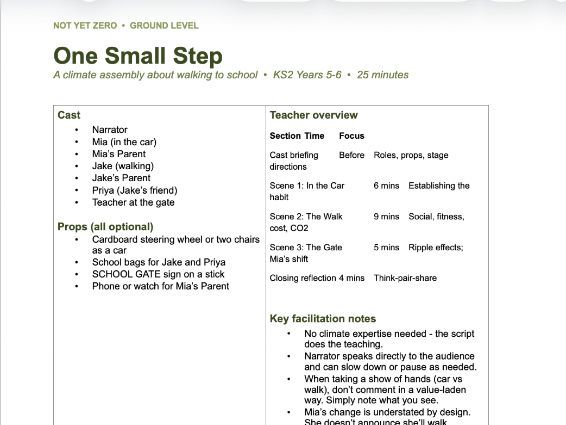 Climate Education Assembly Script - Walk to School