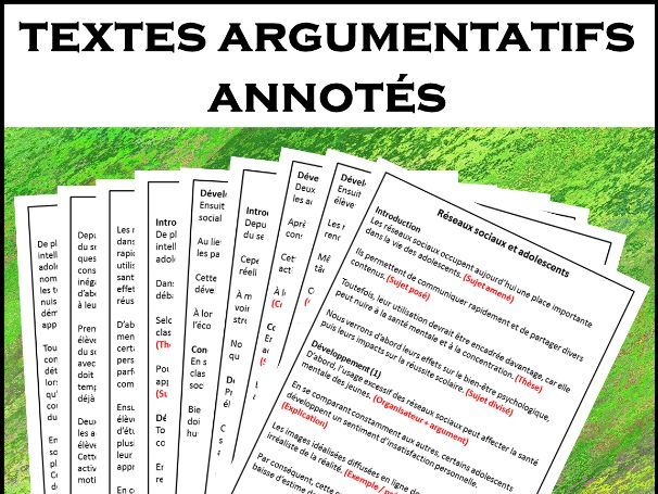 3 textes argumentatifs annotés – Modèles d’écriture