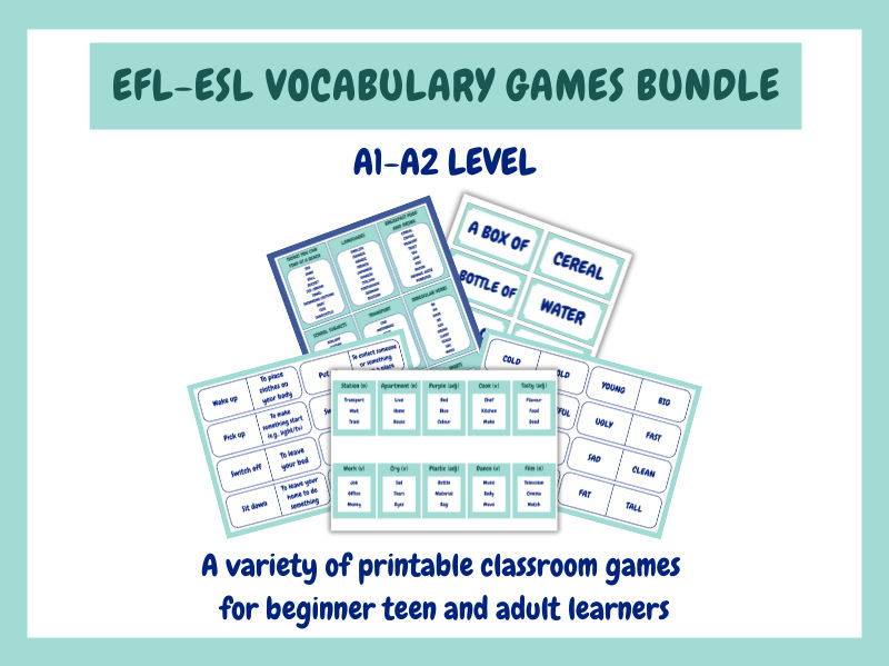 EFL-ESL Beginner Vocabulary Games Bundle (A1–A2)