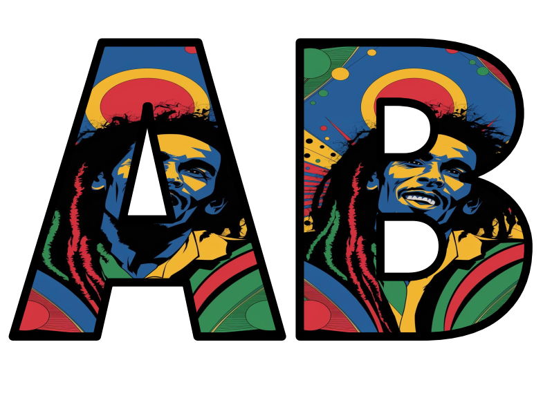 Bob Marley Singer Songs Chill Lettering Set Display Title Letters ...