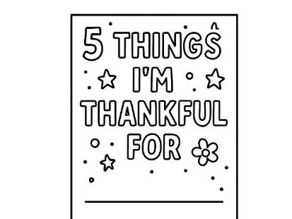 5 Things Im Thankful For Colouring Sheet Bookmark Template