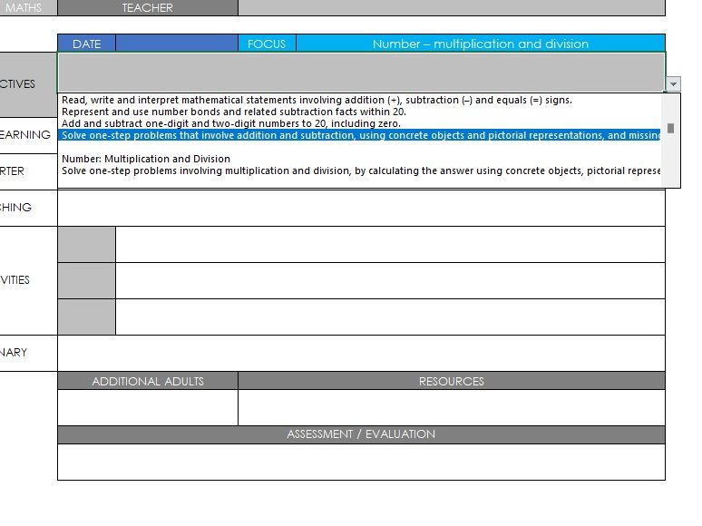 National Curriculum Maths Lesson Plan Template Year 6 Teaching Resources
