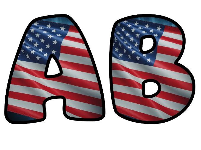 USA Flags America US Alphabet Lettering Set | Classroom Display | Upper & Lowercase, 0-9