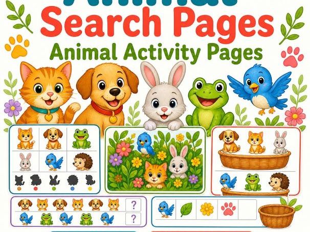 Animal Search Pages | Animal Activity Pages | Printable PDF | Digital Download