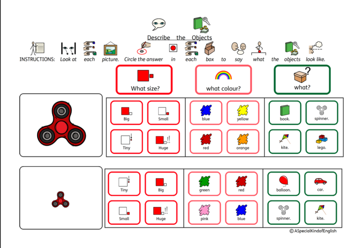 No Prep Describing Objects Using Colourful Semantics Teaching Resources